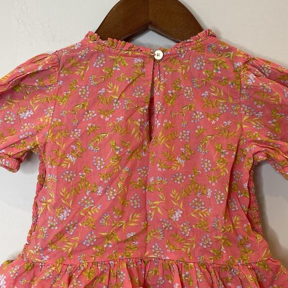 J.Crew Crewcuts Girls Smocked Puff Sleeve Top Floral Blouse Pink Wisp Coral XS - Picture 8 of 13